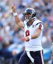 Matt Schaub #8 of the Houston Texans celebrates a touchdown during the NFL game against the Tennessee Titans at LP Field on December 2, 2012 in Nashville, Tennessee. (Photo by Andy Lyons/Getty Images)