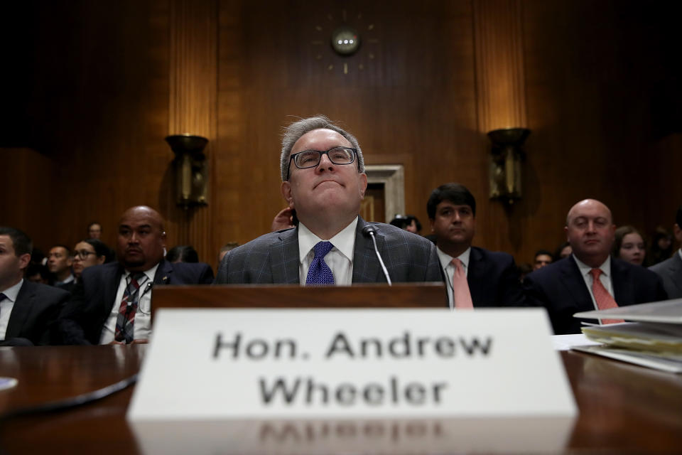 Andrew Wheeler waits to testify before a Senate committee in August. (Photo: Win McNamee/Getty)