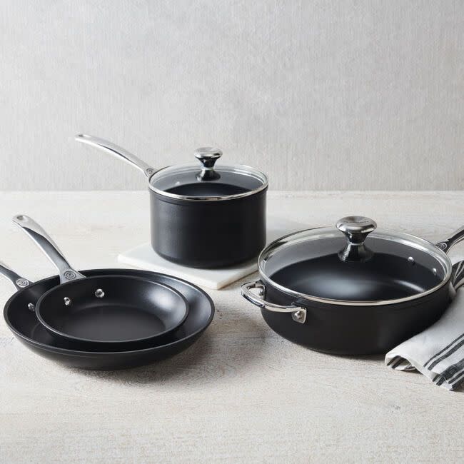 <p><a href="https://go.redirectingat.com?id=74968X1596630&url=https%3A%2F%2Fwww.lecreuset.com%2Ftoughened-nonstick-pro-6-piece-cookware-set%2FST00190000001001.html&sref=https%3A%2F%2F" rel="nofollow noopener" target="_blank" data-ylk="slk:Shop Now;elm:context_link;itc:0;sec:content-canvas" class="link ">Shop Now</a></p><p>Toughened Nonstick PRO 6-Piece Cookware Set</p><p>lecreuset.com</p><p>$419.99</p>