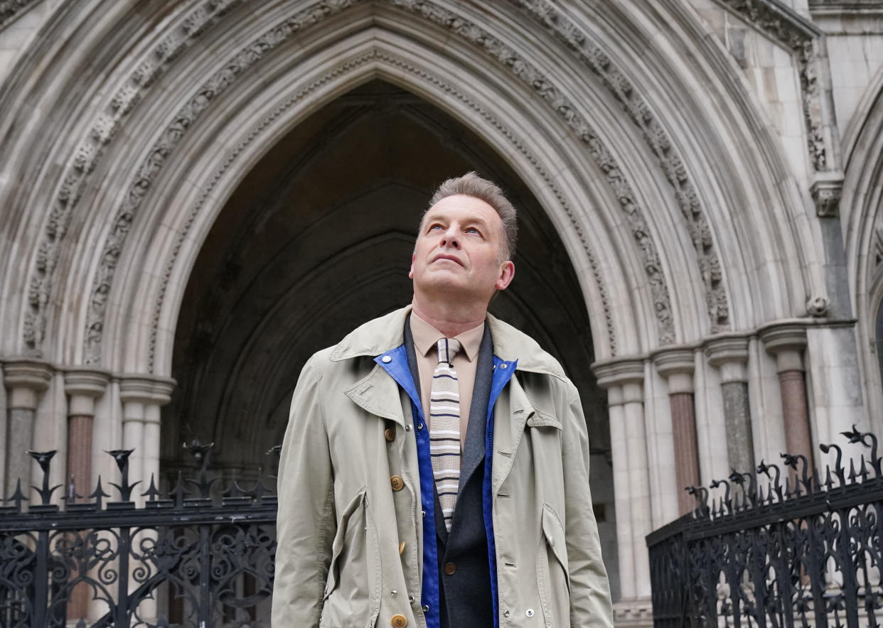 Chris Packham at the Royal Courts of Justice, London, for his libel trial over alleged tiger-related fraud to begin. The environmentalist is bringing a High Court libel claim over articles which he says falsely alleged he misled the public into donating to a wildlife charity to rescue 