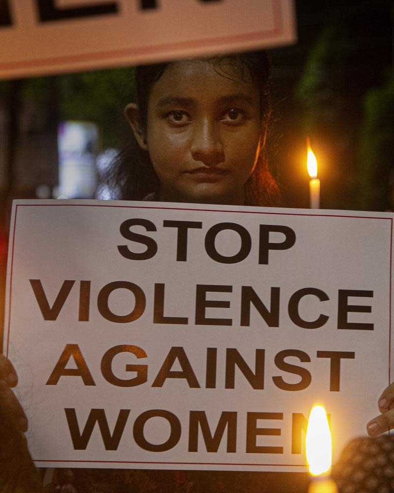 Indian women protest in Uttar Pradesh.