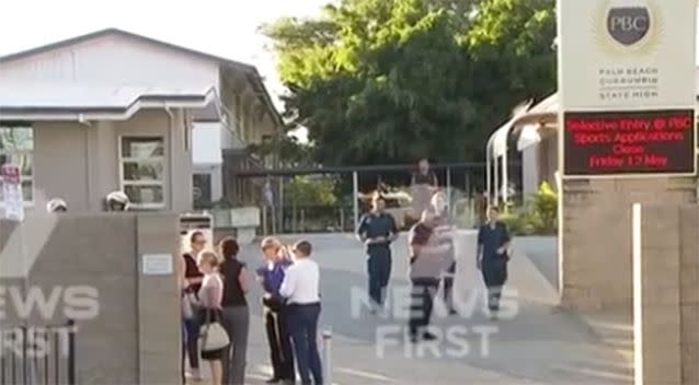 Staff and students were taken to the oval as precaution. Photo: 7 News