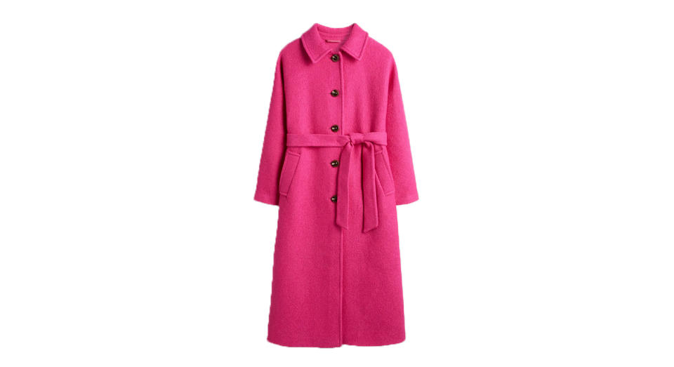 Belted Textured Wool Maxi Coat
