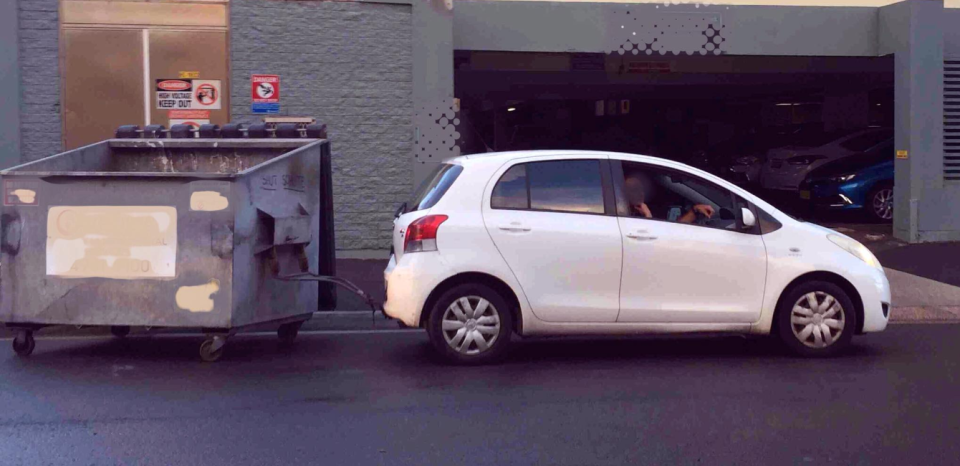 The 59-year-old was fined more than $900 for towing a skip bin and parking in a “no stopping zone”. Source: Highway Patrol