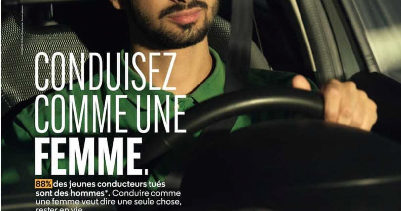 法國道路安全協會推出一系列文宣，以數據提醒男性駕駛的致命意外事故比例極高。（圖／翻攝《Victimes & Citoyens》官網）