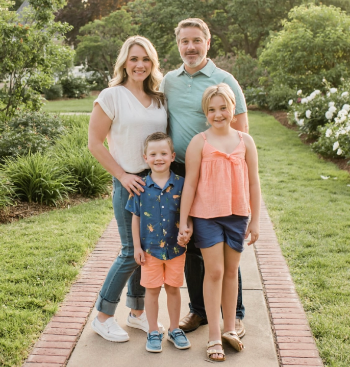 Durbin with her husband and two kids.