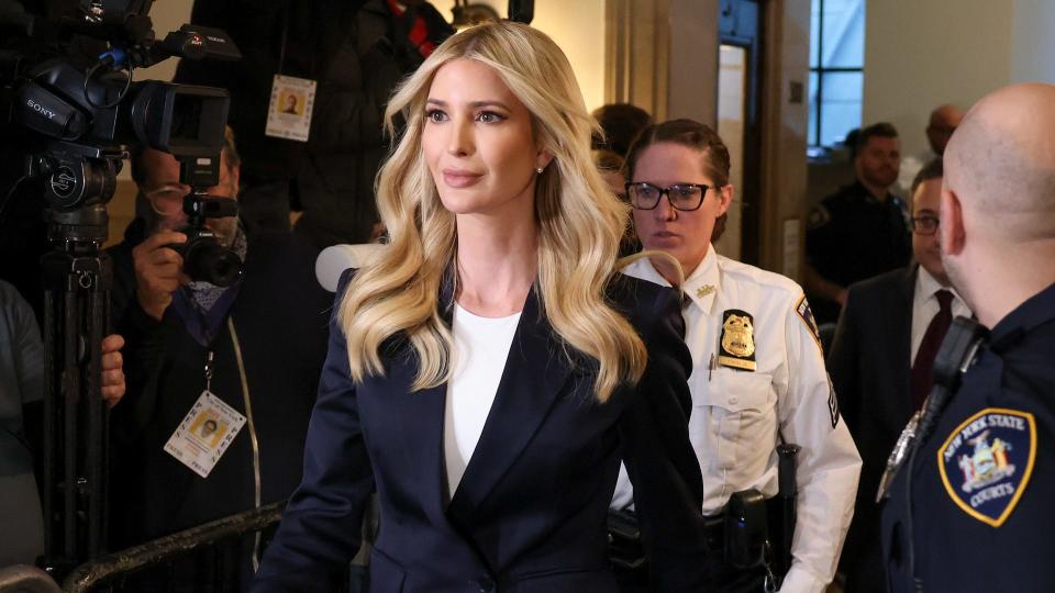 Ivanka Trump arrives at New York Supreme Court, Wednesday, Nov. 8, 2023, in New York. It's Ivanka Trump's turn to face questioning in the civil fraud trial that is publicly probing into the family business. Ex-President Donald Trump's eldest daughter, who has been in his inner circle in both business and politics, is due on the stand Wednesday, after trying unsuccessfully to block her testimony.