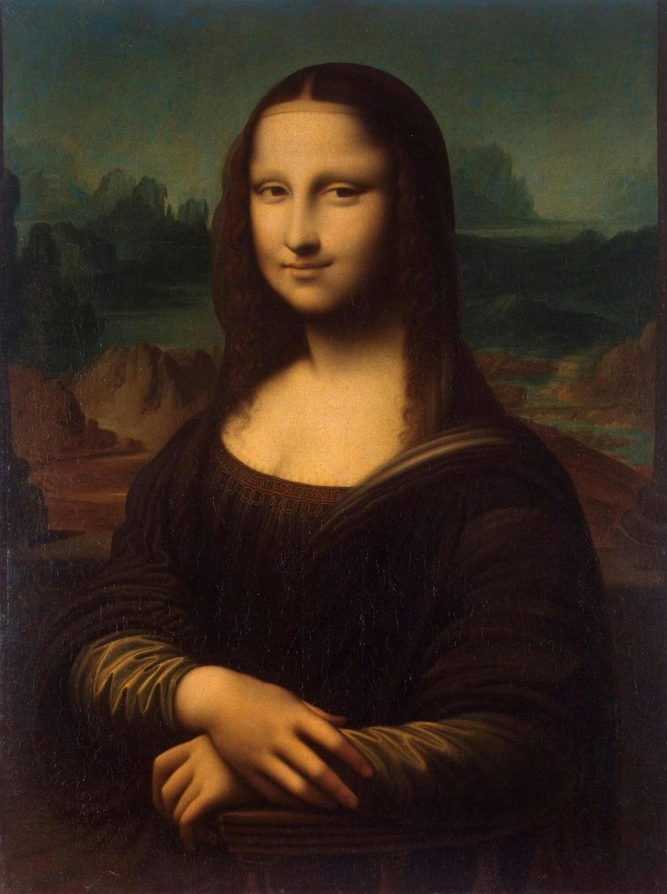 The painting Hermitage Mona Lisa, oil on canvas, is a 16th century copy of Leonardo’s work with noticeable differences. <a href="https://en.wikipedia.org/wiki/Mona_Lisa_(Hermitage)#/media/File:Mona_Lisa_(copy,_Hermitage).jpg" rel="nofollow noopener" target="_blank" data-ylk="slk:Wikimedia;elm:context_link;itc:0;sec:content-canvas" class="link ">Wikimedia</a>