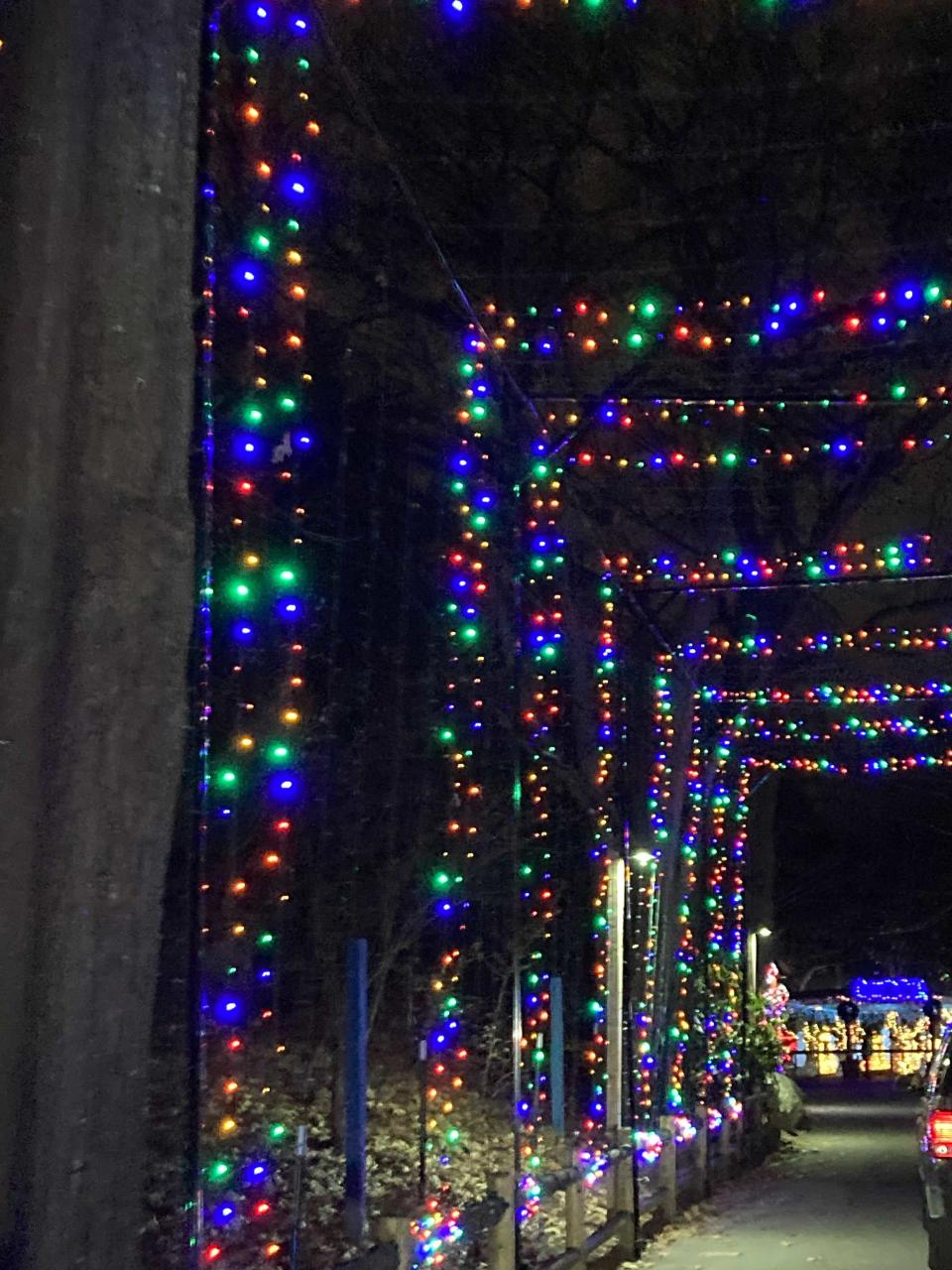 Guests enter a tunnel of lights as they head into the light display (Rachel Nunes/Patch)