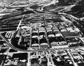 <p>This aerial shot of the original Hollywood Studios shows the three major production companies at the time: Warner Bros., First National, and Cosmopolitan. <br></p>