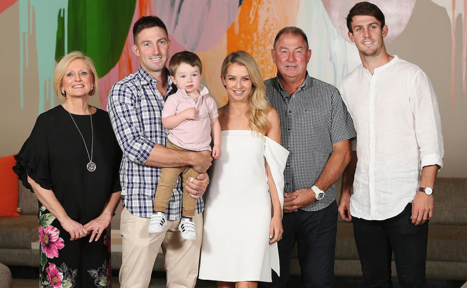 Mitch Marsh, pictured here with his family in 2017.