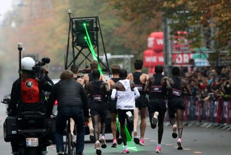 Eliud Kipchoge, the marathon world record holder from Kenya, attempts to run a marathon in under two hours in Vienna