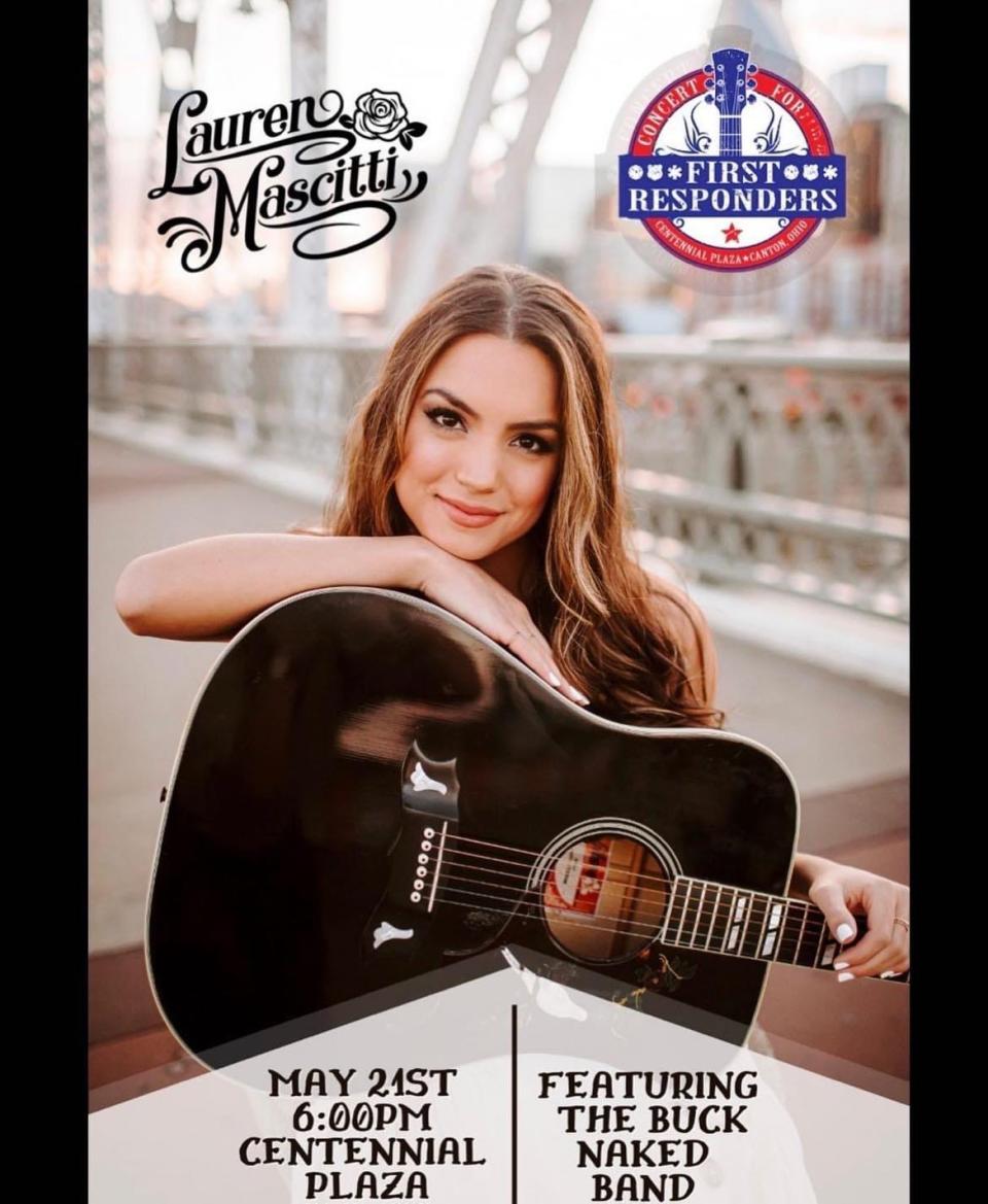 Lauren Mascitti, a Louisville High School graduate, will headline Saturday night's Concert for First Responders at Centennial Plaza in downtown Canton.