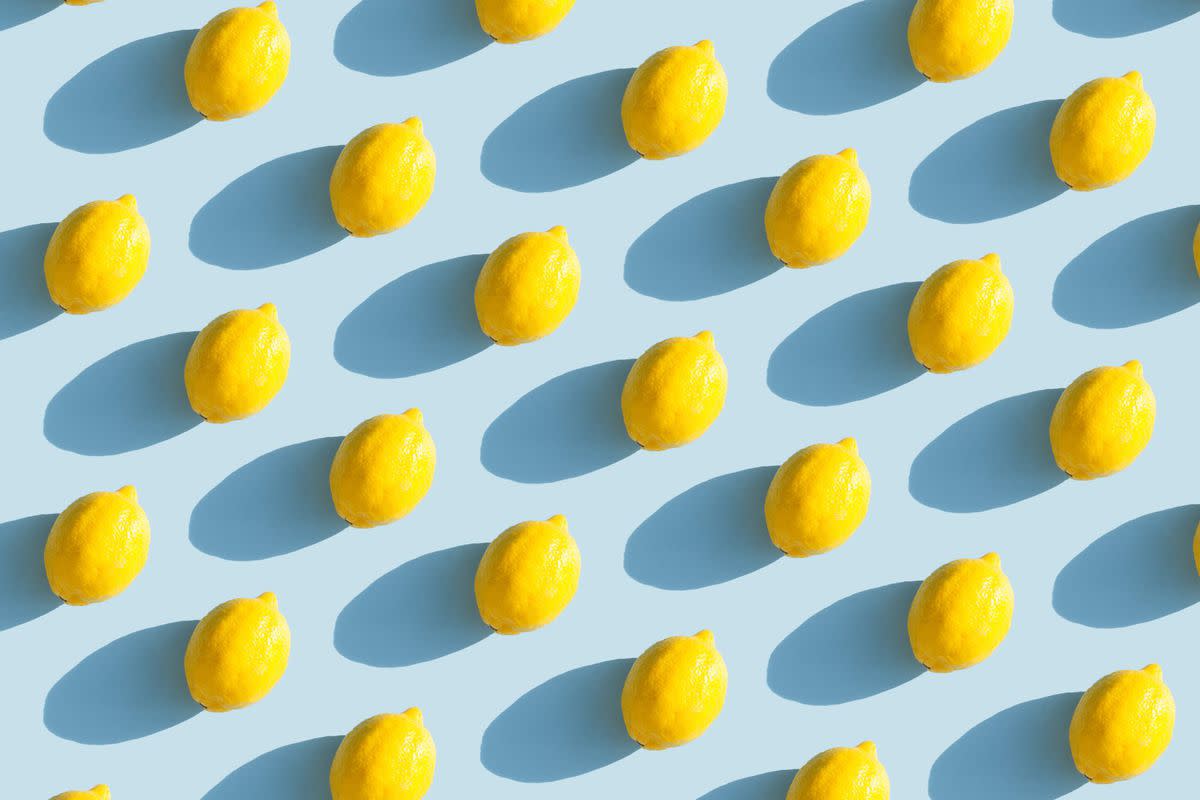 Lemons on blue background