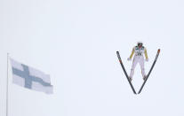 <p>Taylor Fletcher from the U.S. competes during the ski jumping portion of the FIS Nordic Ski World Championships – Men’s Nordic Combined – Individual Competition in Lahti, Finland on March 1, 2017. (Kai Pfaffenbach/Reuters) </p>