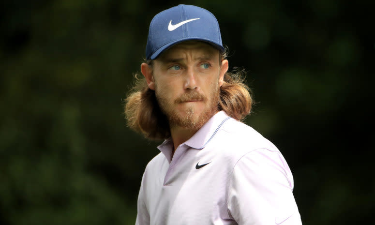 A closeup of golfer Tommy Fleetwood.