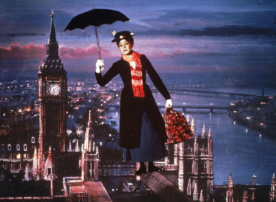 Julie Andrews in the original Mary Poppins that never filmed in London, unlike the sequel which was made entirely in the UK’s capital city. (Disney)