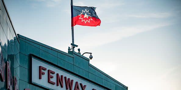 boston, ma june 18 a flag in recognition of juneteenth is displayed as the major league baseball season is postponed due the coronavirus pandemic on june 18, 2020 at fenway park in boston, massachusetts photo by billie weissboston red soxgetty images