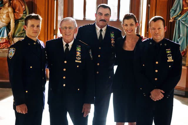 <p>Photo 12 / Alamy</p> Will Estes, Tom Selleck, Bridget Moynahan and Donnie Wahlberg in 'Blue Bloods' Season 1