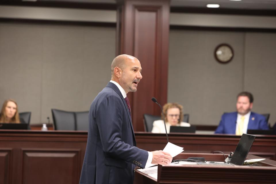 Leon County Schools Superintendent Rocky Hanna speaks at a Senate Appropriations Committee meeting on Thursday, March 16, 2023, at the Florida Capitol.