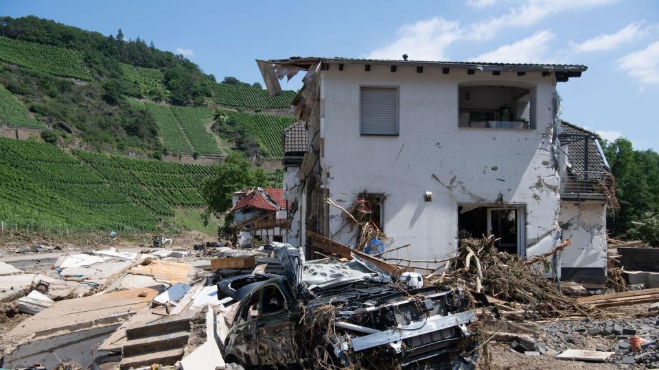 Ein komplett zerstörtes Haus in Marienthal im Ahrtal.