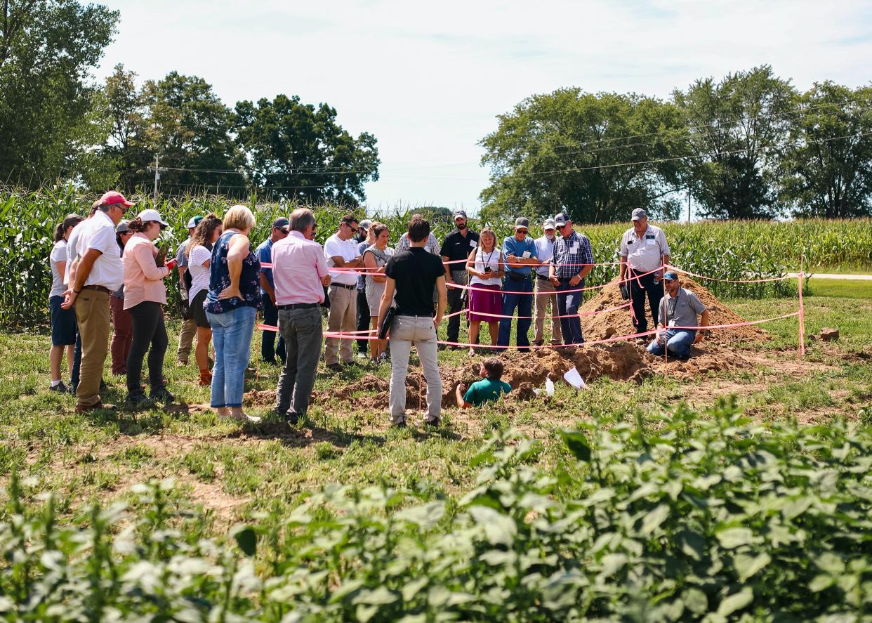 A soil pit, which will be dug at the farm field day, demonstrates the structure and health of agricultural soil.