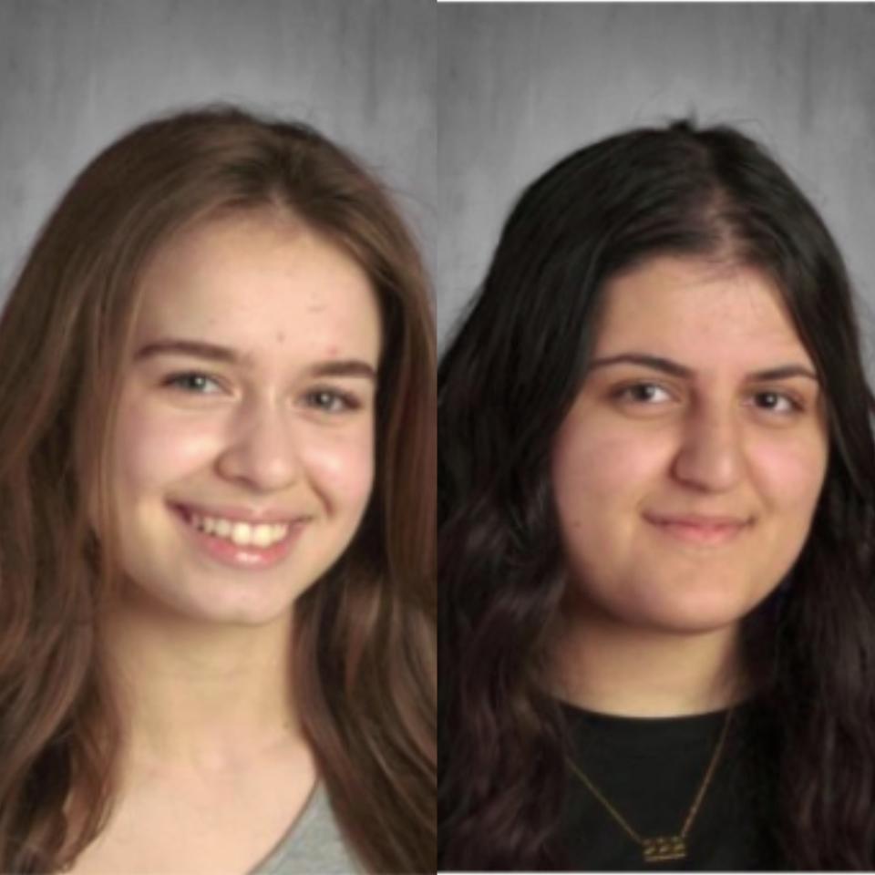 Breanna Pereira, at left, and Julia Roufaeil of North Arlington High School.