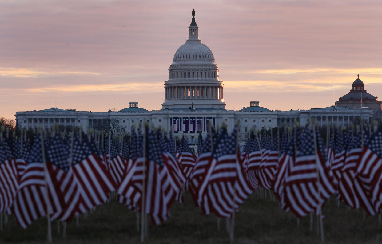 The "Field of Flags" will take the place of tens of thousands of American people at President-elect Joe Biden's inauguration. (Photo: Joe Raedle via Getty Images)
