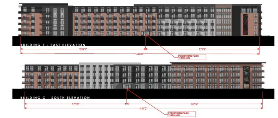 Kairoi Residential proposed five-story apartment buildings within walking distance from the Stockyards, according to December architects’ renderings.
