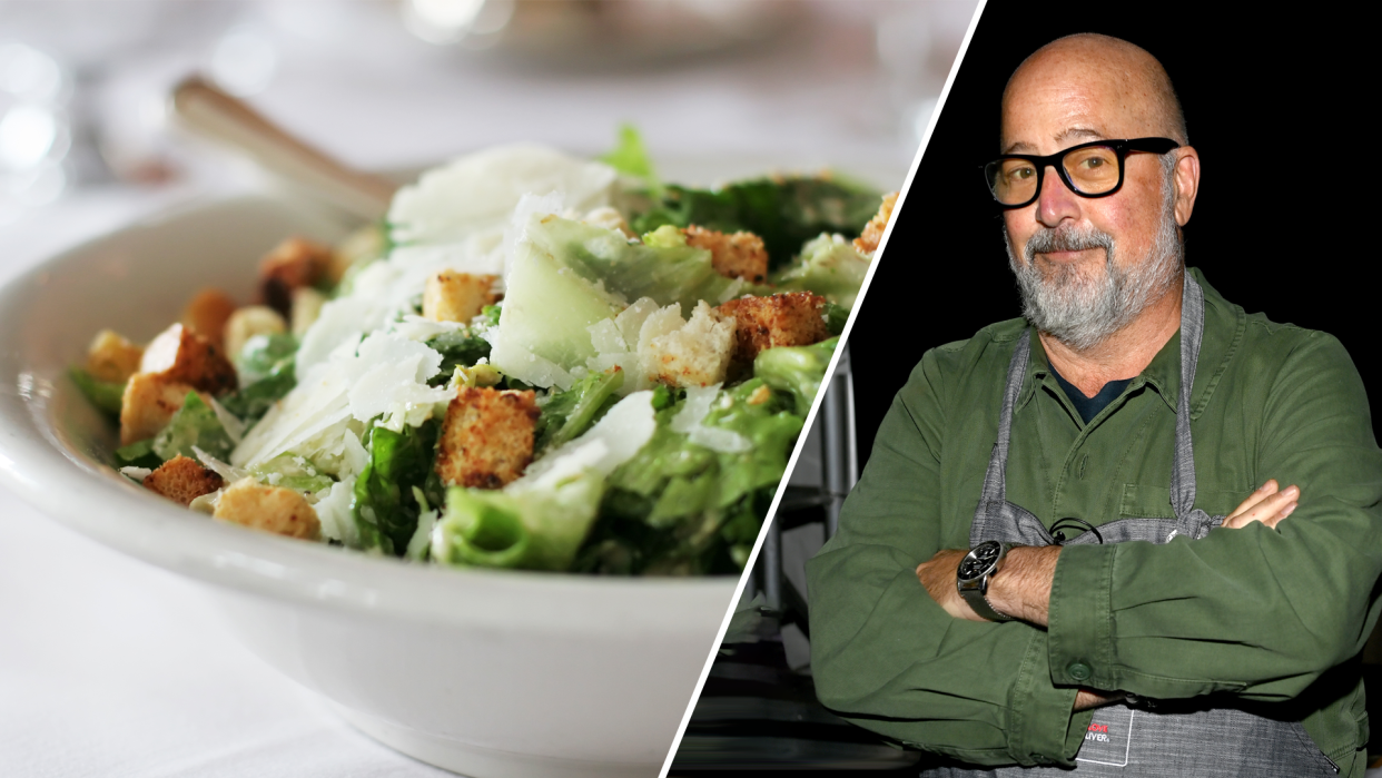 Andrew Zimmern says he makes a really good Caesar salad. (Photos: Getty)