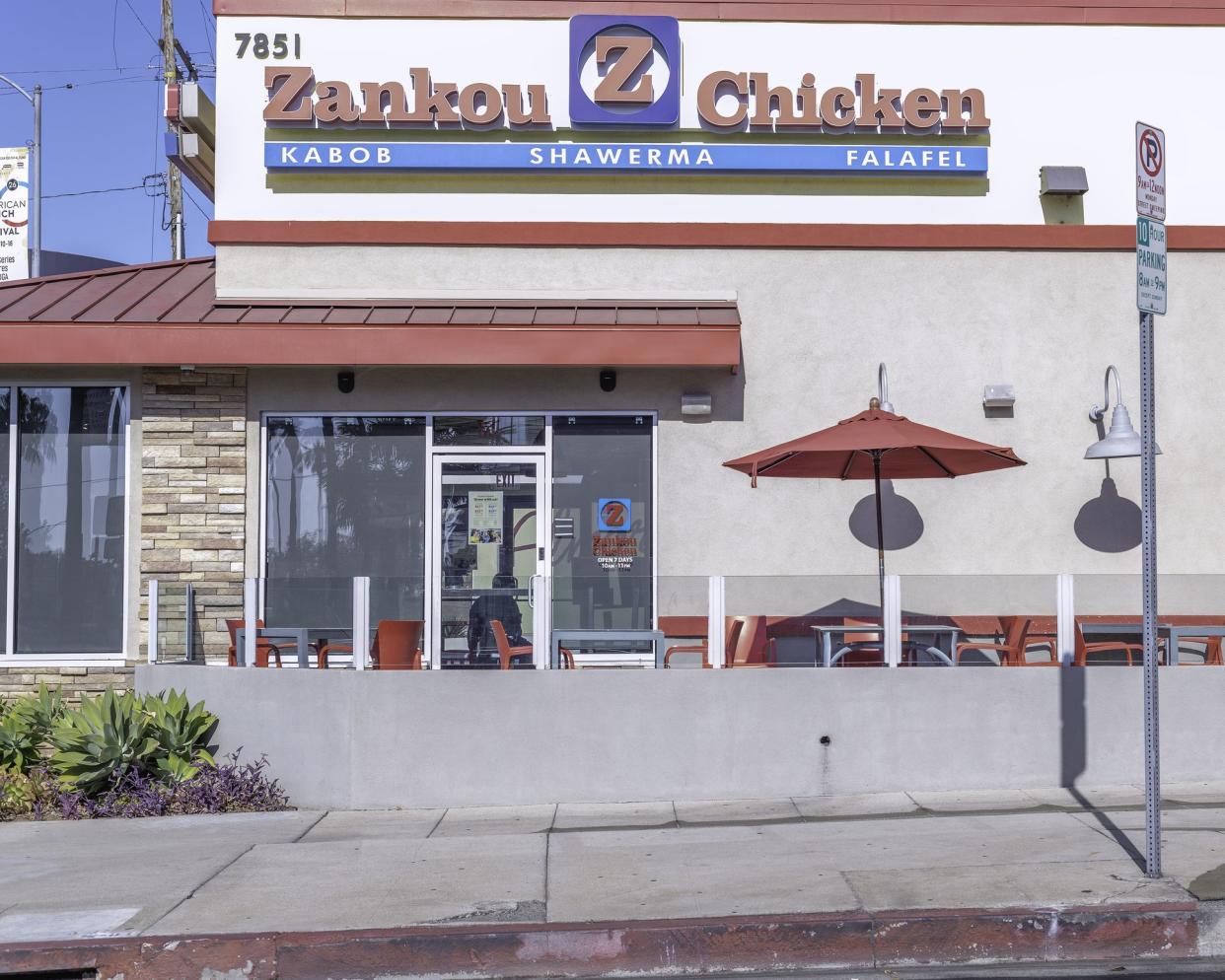 Los Angeles, CA, USA  August 17, 2022: Exterior of a Zankou Chicken restaurant on Sunset Boulevard in Los Angeles, CA.