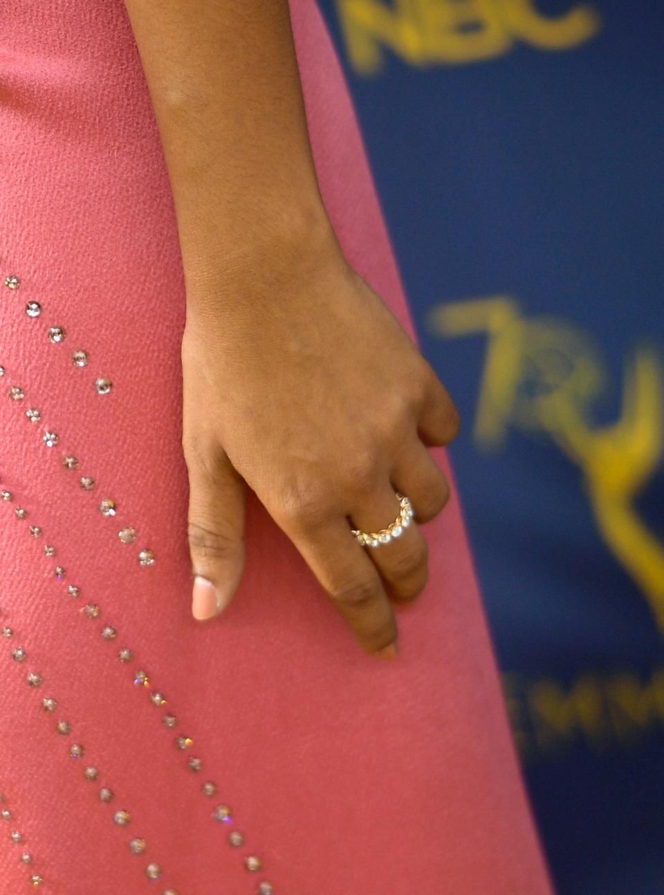 LOS ANGELES, CA - SEPTEMBER 17:  Yara Shahidi, jewelry detail, attends the 70th Emmy Awards at Microsoft Theater on September 17, 2018 in Los Angeles, California.  (Photo by Matt Winkelmeyer/Getty Images)