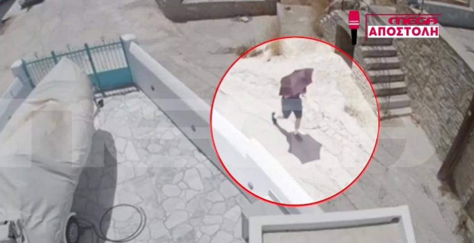 Still from CCTV footage of Dr Michael Mosley leaving Pedi village en route to Agia Marina resort in Symi, Greece