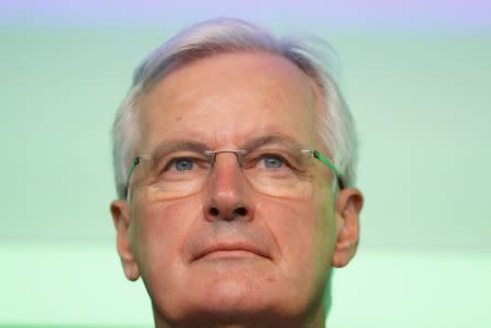 The European Union's chief Brexit negotiator Michel Barnier addresses the European Economic and Social Committee plenary session in Brussels, Belgium July 6, 2017. REUTERS/Yves Herman