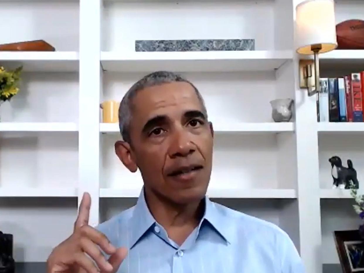 In a screengrab from the Obama Foundation, former US President Barack Obama participates in a virtual town hall on 3 June, 2020: (Obama Foundation)