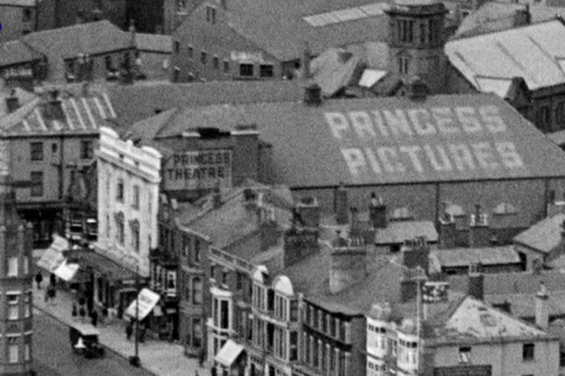 An aerial view of a cinema