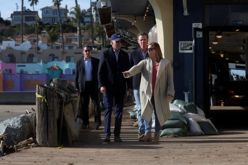 U.S. President Joe Biden survey storm demaged areas