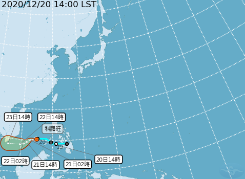 輕颱科羅旺預測路徑。（圖／中央氣象局）