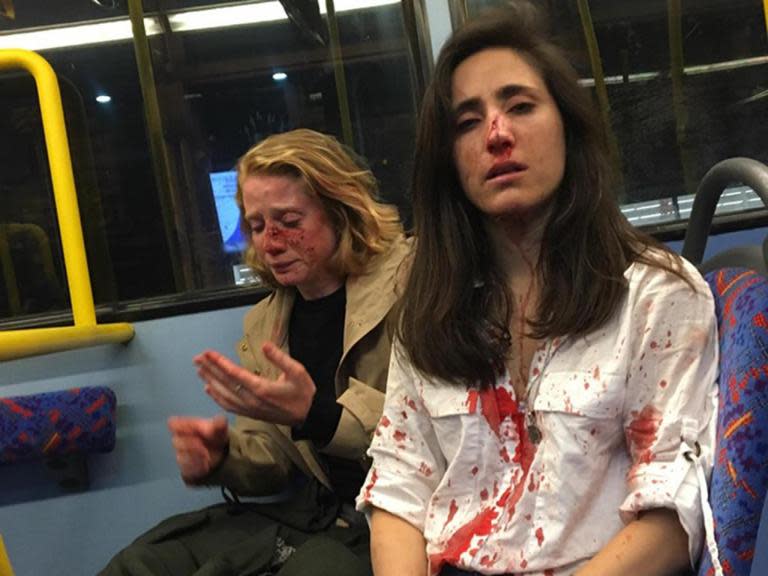 One of two women who were violently attacked on a London night bus by a group of young men who demanded the couple kiss, has said she is sick of being asked to perform by men who treat women like “sexual objects”.Melania Geymonat, a 28-year-old doctor from Uruguay who is training to become a surgeon, was on a date with her girlfriend Chris, a 29-year-old American, when the attack took place when the pair were surrounded by a group of five men in the early hours of 30 May, when they were followed by the group of five men.“We climbed upstairs and took the front seats,” Dr Geymonat said in a Facebook post. “We must have kissed or something because these guys came after us. I don’t remember if they were already there or if they got on after us.”A photograph of the couple’s bloodied faces immediately after they were punched by the men has raised awareness of the level of homophobic abuse gay people are still subjected to.Dr Geymonat has had surgery to reset bones in her nose, and Chris suffered a fractured jaw.After the men hit them, they robbed them of a smartphone and a wallet.“In the first place they came towards us because we were seen as sexual objects," Dr Geymonat told The Times. “It’s not the first time this happens to me that I’m with a girlfriend or on a date and men tend to be excited by watching. That’s one of the things that really annoyed me. I’m 28 so it has been 10 years that I’ve seen this. We are not performing."She added that it felt "really humiliating" to be treated that way. Discussing the role of pornogrpahy in how men view women, Dr Geymonat said: “I do think that, of course, porn plays its own part in contributing, in treating women as objects that are there for the male gaze.”She said every woman has experienced the sudden anxiety in certain situations when “you see one man, and you have to cross the street, you have to hide your phone, you have to take care of yourself. And that’s everywhere.”Dr Geymonat’s original Facebook post including the photograph of the pair just after the attack has been shared more than 15,000 times.Five males aged between 15 and 18-years-old were arrested in relation to the incident.They have been charged with robbery and aggravated grievous bodily harm. All five have been bailed until July.