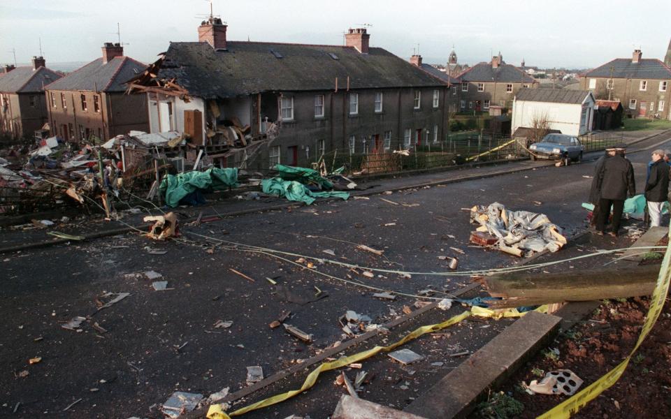 (FILES) In this file photo taken on December 22, 1988, the scene of devastation caused by the explosion of a 747 Pan Am Jumbo jet over Lockerbie, that crashed 21 December on the route to New-York, with 259 passengers on board. All 243 passengers and 16 crew members were killed as well as 11 Lockerbie residents. - A posthumous legal challenge to overturn the conviction of the Lockerbie bomber Abdelbaset Mohmet Al-Megrahi is due to begin in Scotland on November 24, 2020. Megrahi was the only person convicted of bombing Pan Am Flight 103, which was blown up as it travelled from London to New York over the Scottish town of Lockerbie on December 21, 1988. A total of 270 people from 21 countries were killed -- 243 passengers, 16 crew, and 11 people on the ground -- in what remains Britain's biggest terrorist attack.  - ROY LETKEY/AFP via Getty Images