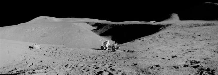 <span class="caption">We’ve only scratched the surface of our moon’s potential interest to humanity.</span> <span class="attribution"><a class="link " href="https://www.rocketstem.org/2015/07/07/rovering-across-the-moon-during-apollo-15/" rel="nofollow noopener" target="_blank" data-ylk="slk:NASA;elm:context_link;itc:0;sec:content-canvas">NASA</a></span>