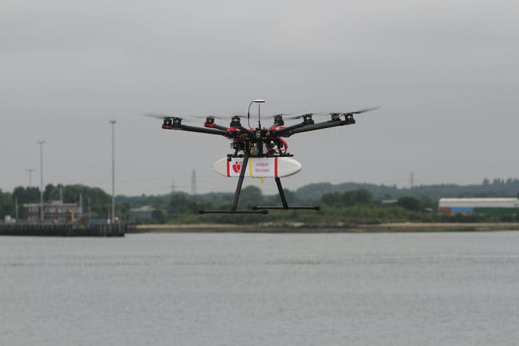 <span class="caption">A multi-rotor drone.</span> <span class="attribution"><span class="source">Jason Andrews</span>, <span class="license">Author provided</span></span>