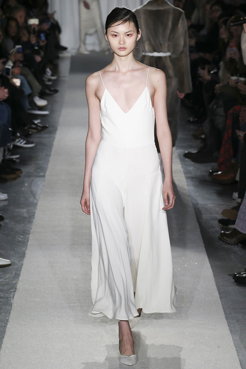 <p>Classic cream silk spaghetti strap dress from Ryan Roche (Photo: Getty Images) </p>