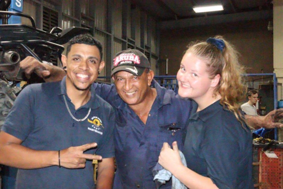 Jessica Rooke, who is from Tadcaster, is a mechanic with De Palm Tours becoming the first-ever woman mechanic employed by a garage on the Caribbean island of Aruba <i>(Image: Supplied)</i>