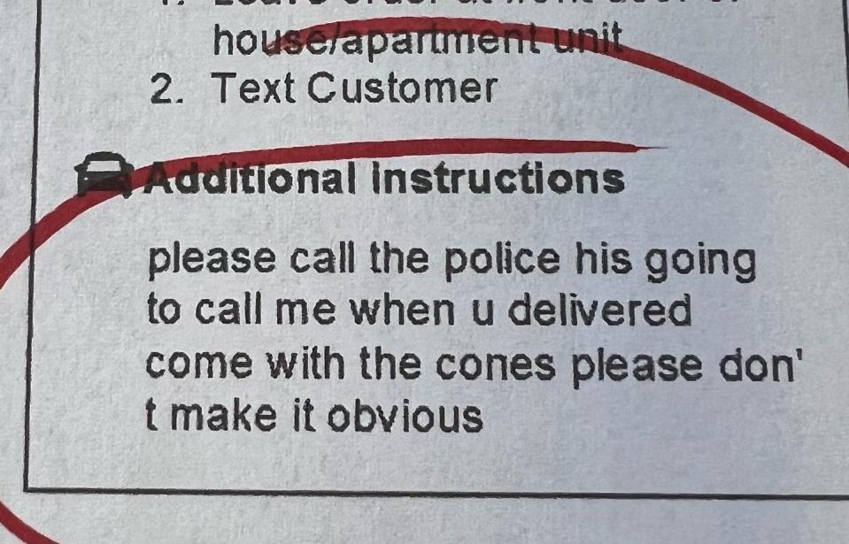 The Grubhub order showing a desperate plea from the customer.  (The Chipper Truck Cafe / Facebook)