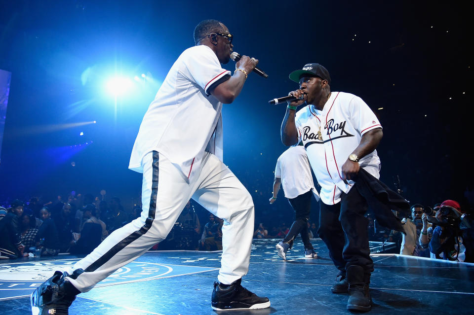 NEW YORK, NY – MAY 21: Sean “Diddy” Combs aka Puff Daddy (L) and Lil Cease perform onstage during the Puff Daddy and The Family Bad Boy Reunion Tour presented by Ciroc Vodka and Live Nation at Barclays Center on May 21, 2016 in New York City.