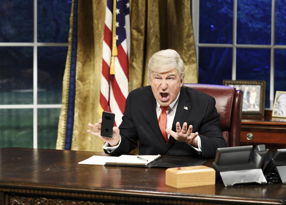 SATURDAY NIGHT LIVE -- 'Sandra Oh' Episode 1762 -- Pictured: Alec Baldwin as Donald Trump during the 'Mueller Report' Cold Open on Saturday, March 30, 2019 -- (Photo by: Will Heath/NBC/NBCU Photo Bank via Getty Images)