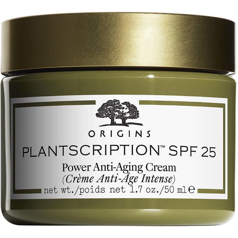 <p><a href="https://www.amazon.com/Origins-PlantscriptionTM-Power-Anti-Aging-Cream/dp/B01J4AASQM?tag=syn-yahoo-20&ascsubtag=%5Bartid%7C10054.g.22838810%5Bsrc%7Cyahoo-us" rel="nofollow noopener" target="_blank" data-ylk="slk:Shop Now;elm:context_link;itc:0;sec:content-canvas" class="link ">Shop Now</a></p><p>Plantscription SPF 25 Power Anti-Aging Cream</p><p>amazon.com</p><p>$54.50</p>