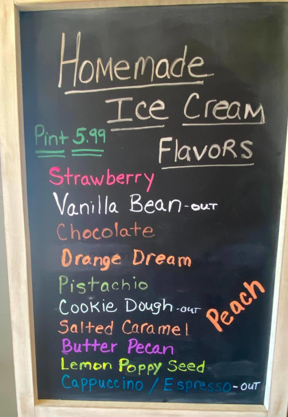 The homemade ice cream at Betty’s, which is sold by the pint, has almost become its own business, the owners say. People buy it as fast as they can make it.