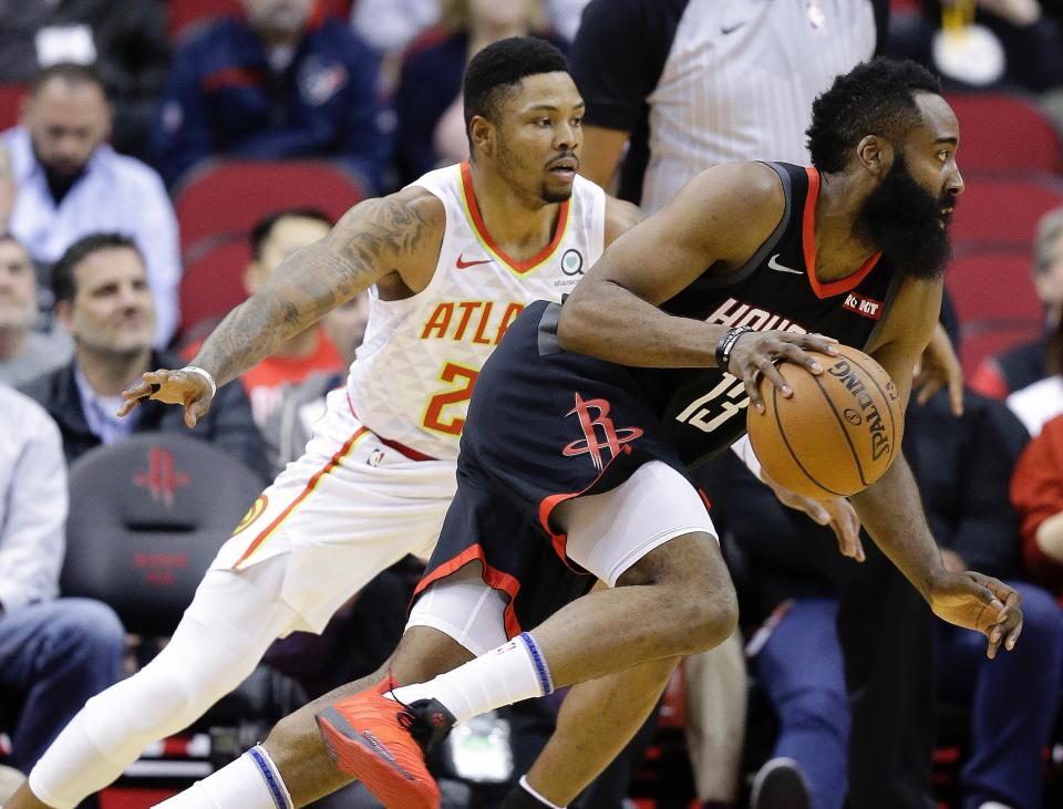 James Harden fell a bucket shy of 30 points in Monday’s win over the Atlanta Hawks. (AP)